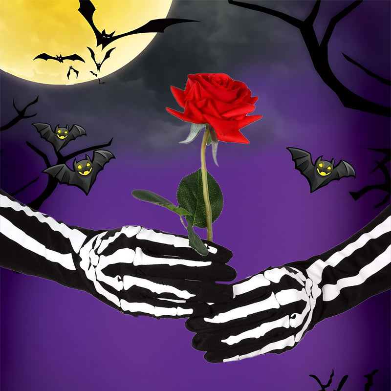 Dubbelzijdig bedrukte schedelhandschoenen