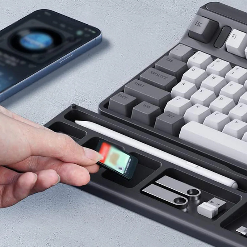 Toetsenbordpolssteun met opbergdoos voor bureaubladpartitie