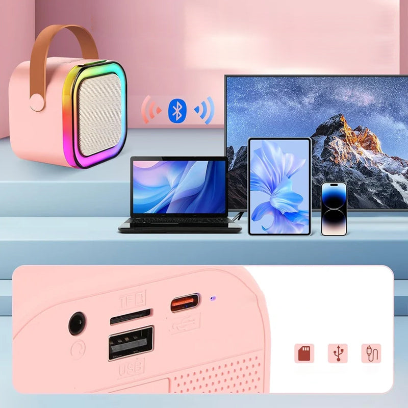 Mini-karaokemachine met draadloze microfoons