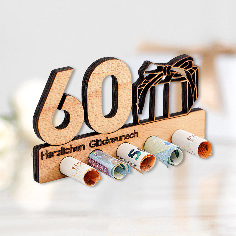 Verjaardagscadeau houten geldclip