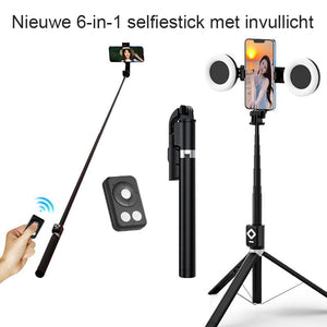 Nieuwe 6-in-1 selfiestick met invullicht