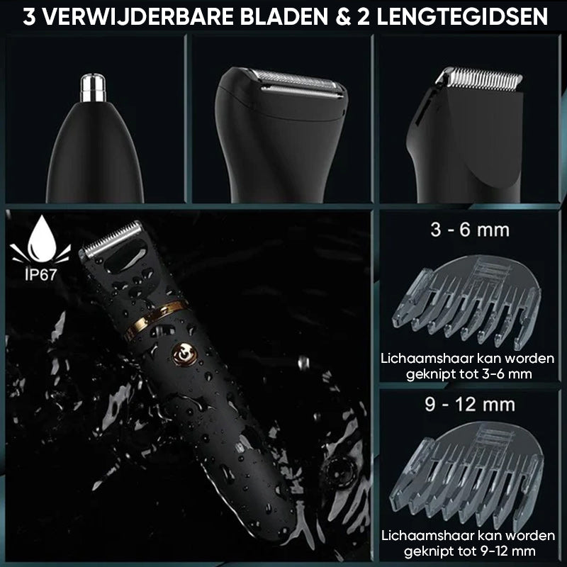 3-in-1 elektrische lichaamshaartrimmer