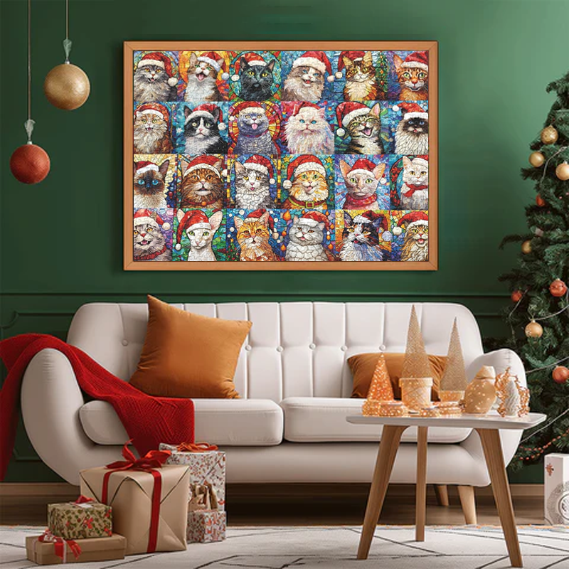 Fijne kerst katten adventskalender puzzel