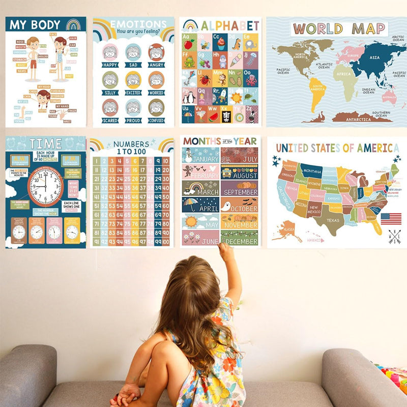 Boho PreK Educatieve posters 16 stuks