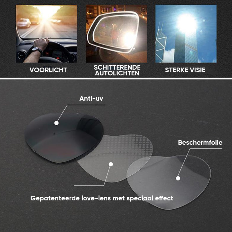 Grote extra grote hartvormige dameszonnebril