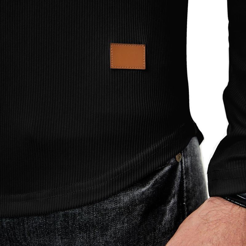 Slim-fit herenshirt met lange lijn en v-hals