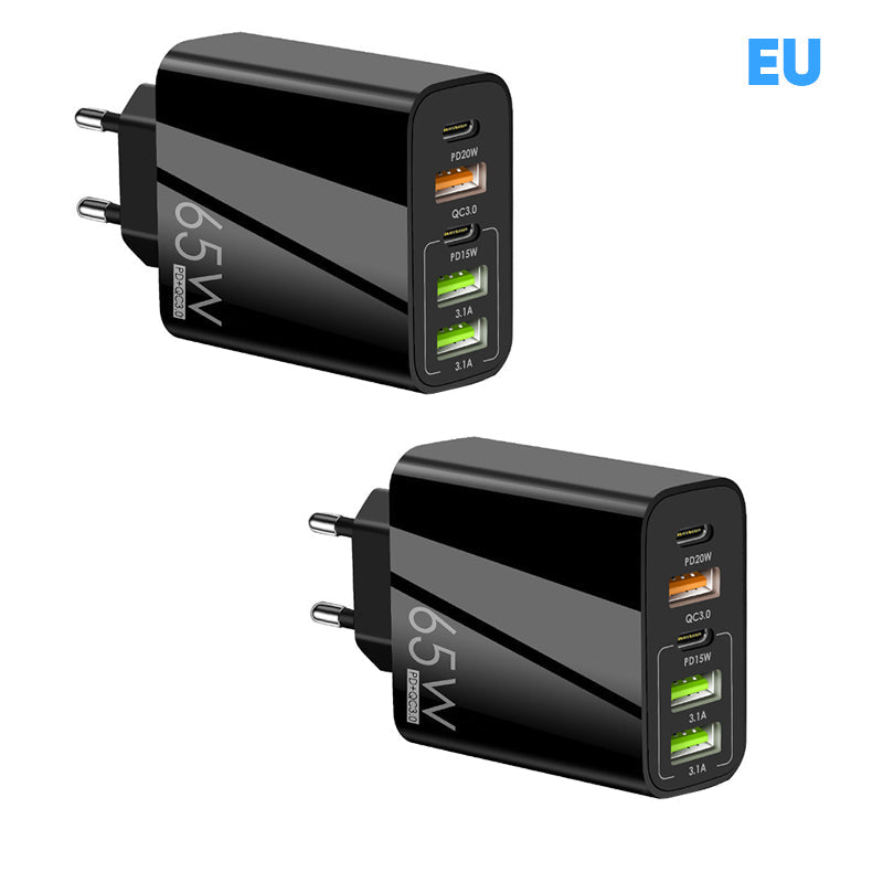 Multiport 65W Snellader Adapter