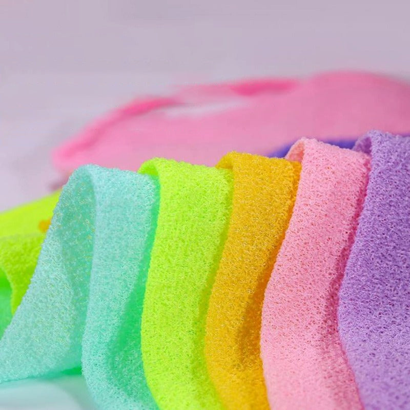 Rekbare rugwrijfbadhanddoek