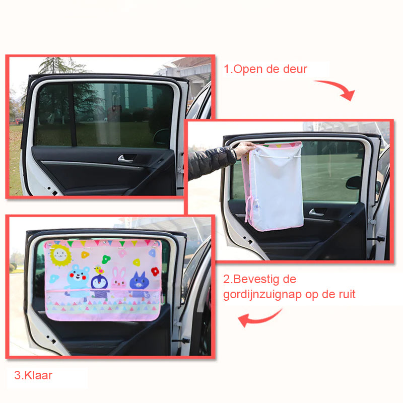 Cartoon autoraam gordijn