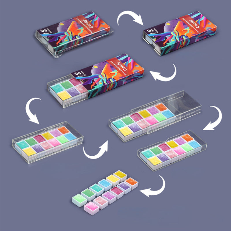 6/12 kleuren solide aquarelverfset