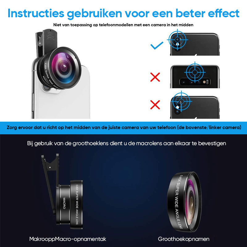 Twee-in-één telefoon externe lensset