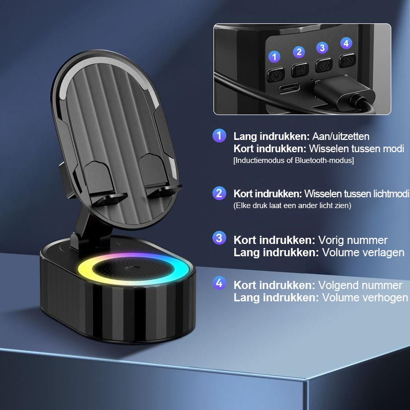 5-in-1 draadloze luidspreker met Bluetooth en verstelbare standaard