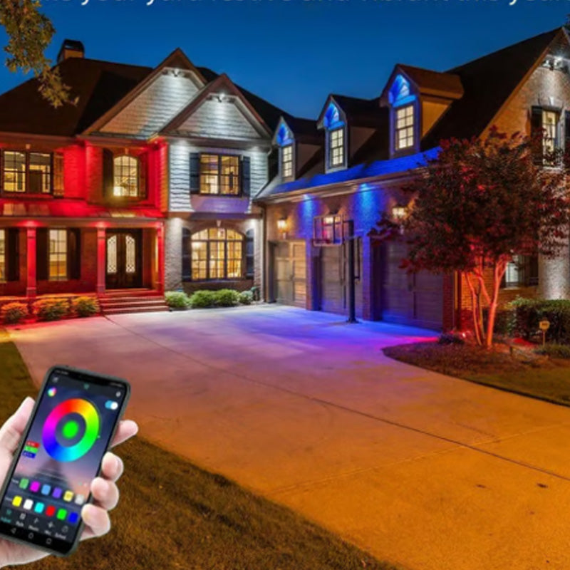 Kleurrijke dakrandverlichting voor buiten