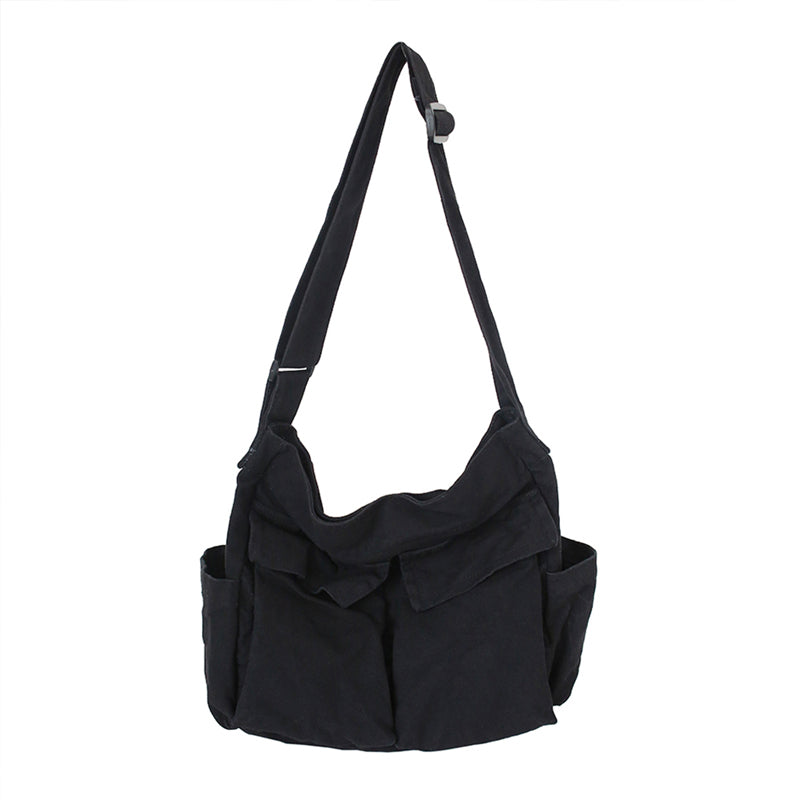 Canvas effen kleur messengertas