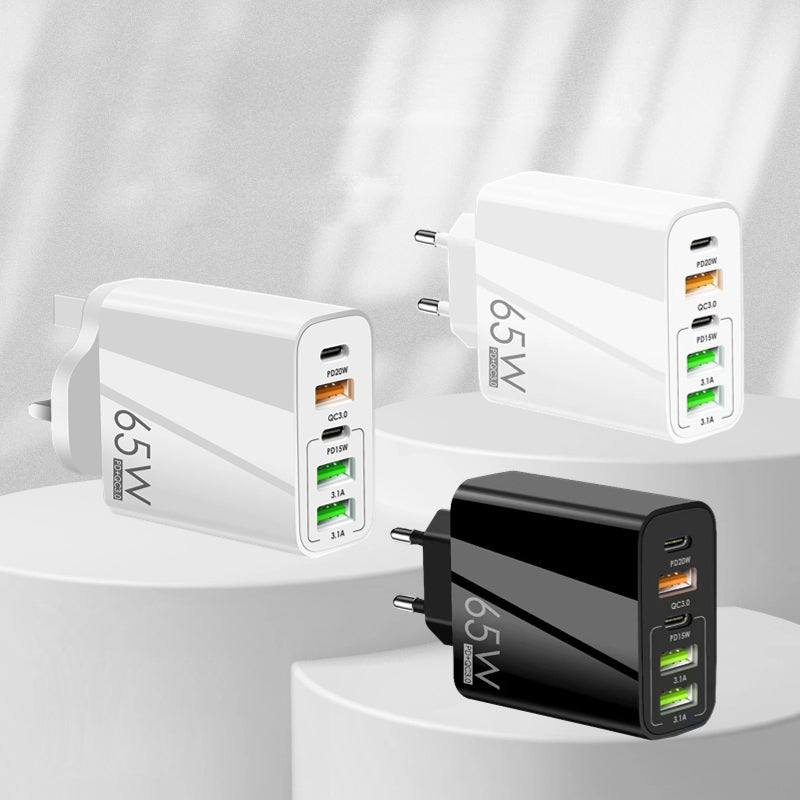 Multiport 65W Snellader Adapter