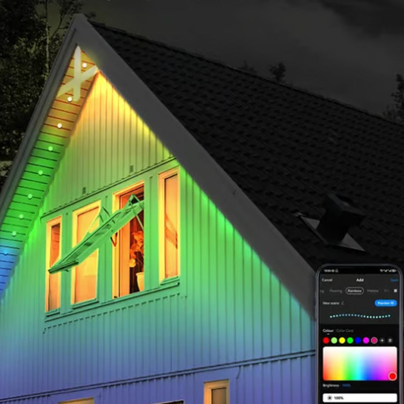 Kleurrijke dakrandverlichting voor buiten