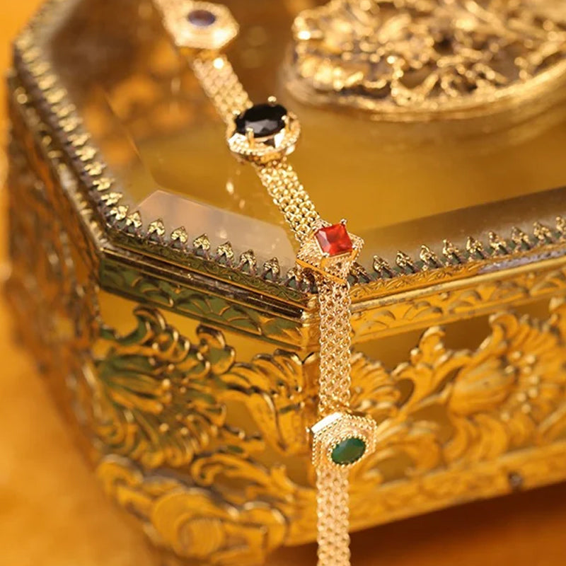 Vintage gekleurde zirkoon ketting