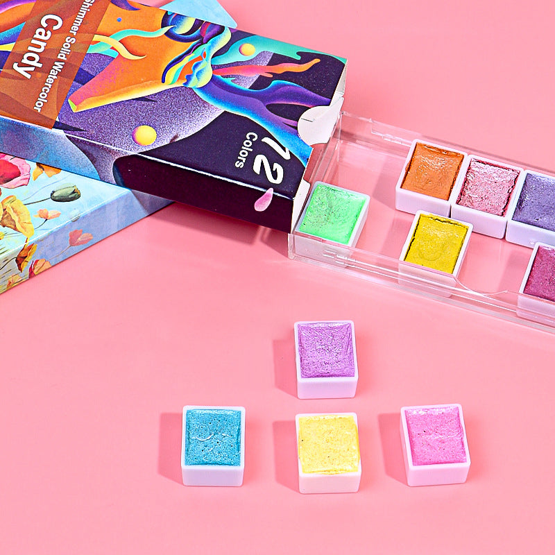 6/12 kleuren solide aquarelverfset