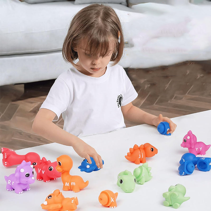 Bijpassend dinosaurusspeelgoed met alfabet - 26-delige dubbelzijdige ABC-set