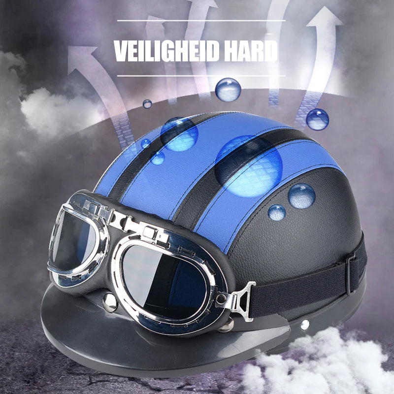 Motorfiets Harley PU-helm met bril