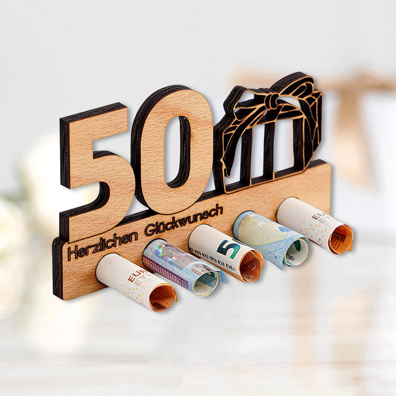 Verjaardagscadeau houten geldclip