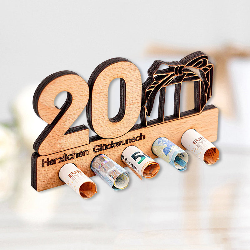 Verjaardagscadeau houten geldclip