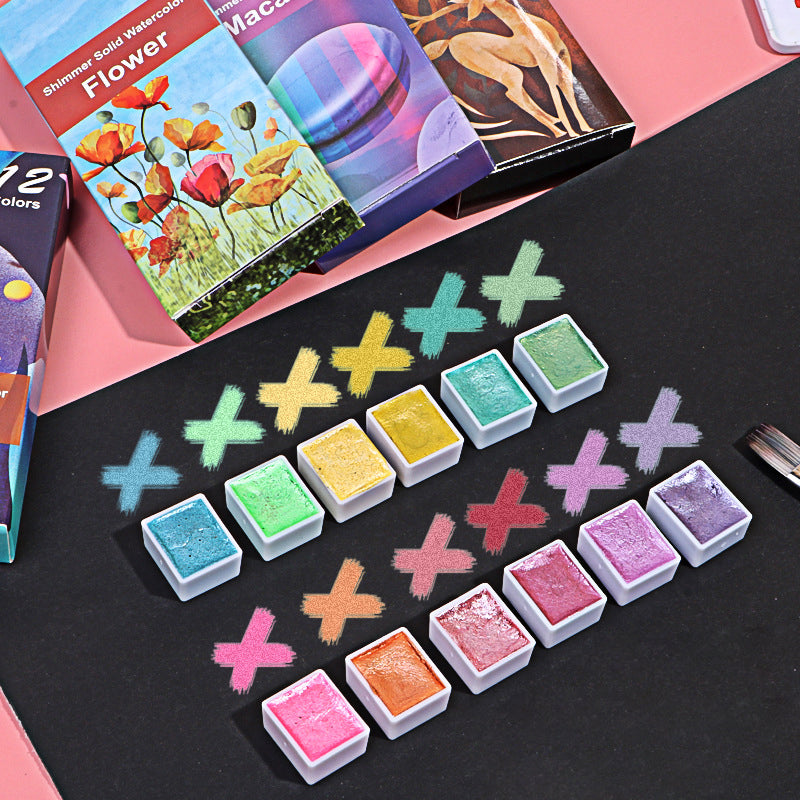 6/12 kleuren solide aquarelverfset
