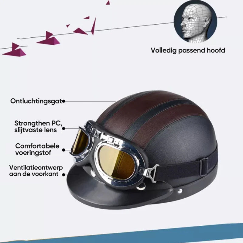 Motorfiets Harley PU-helm met bril