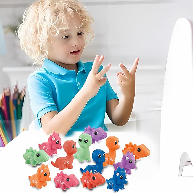 Bijpassend dinosaurusspeelgoed met alfabet - 26-delige dubbelzijdige ABC-set
