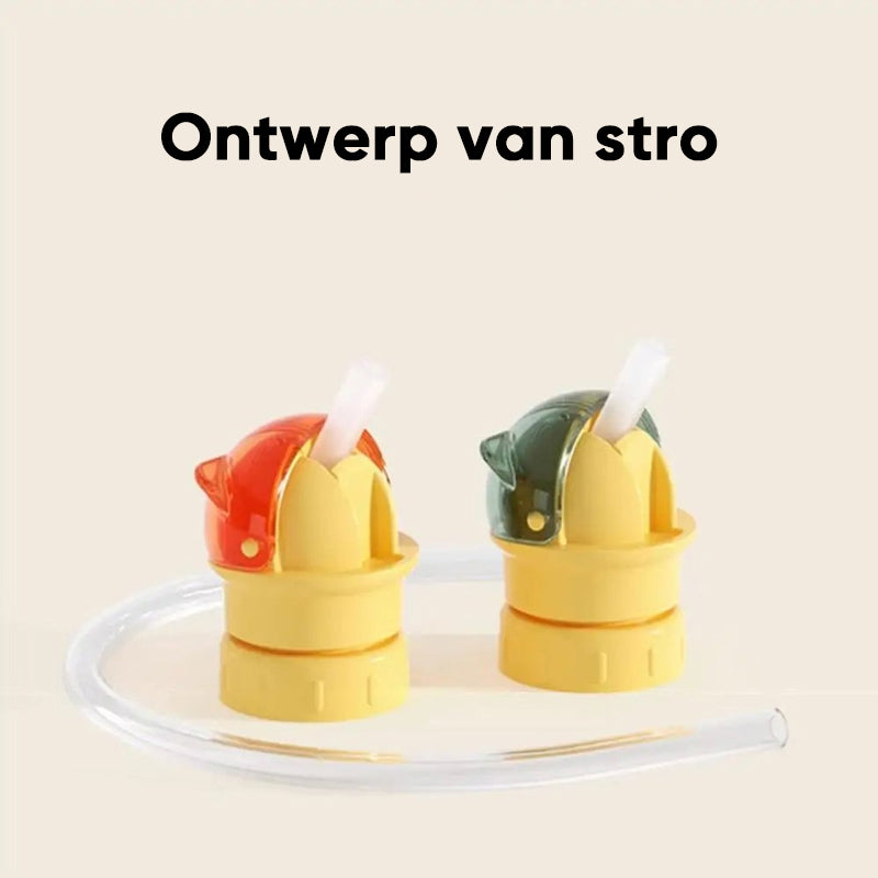 Herbruikbare kinderdrank-waterfles met rietje