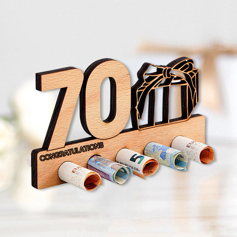 Verjaardagscadeau houten geldclip