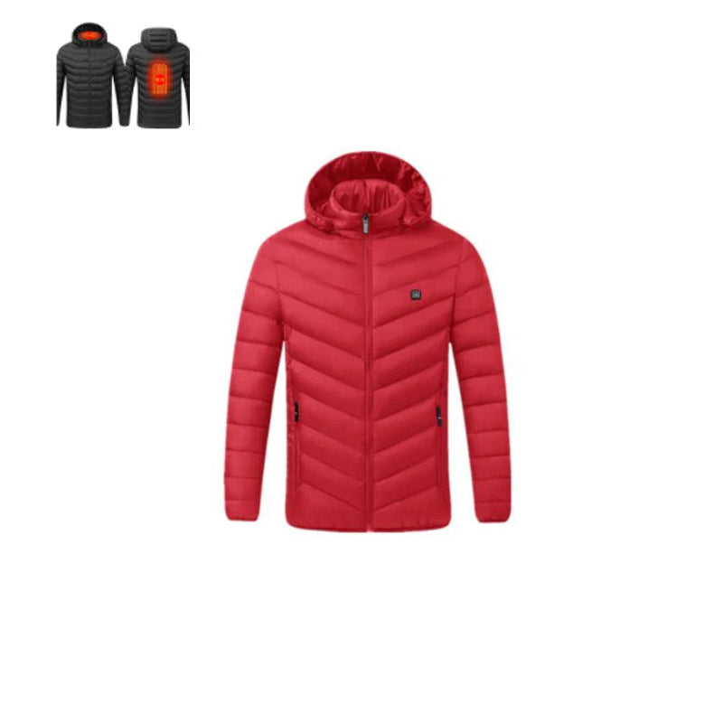 USB-verwarmde katoenen jas met negen zones en capuchon