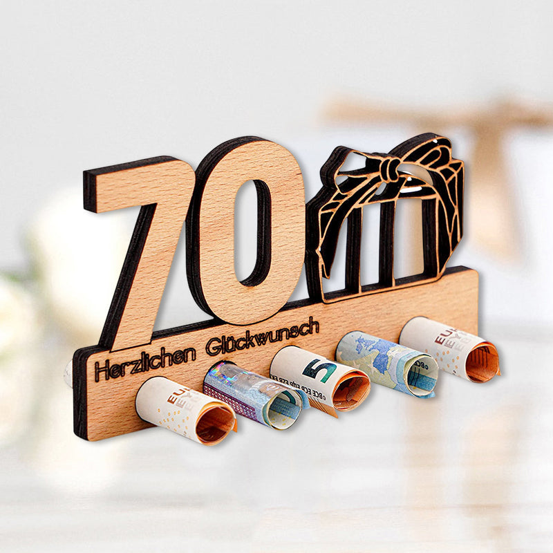 Verjaardagscadeau houten geldclip