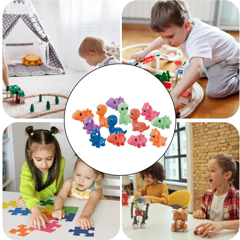 Bijpassend dinosaurusspeelgoed met alfabet - 26-delige dubbelzijdige ABC-set