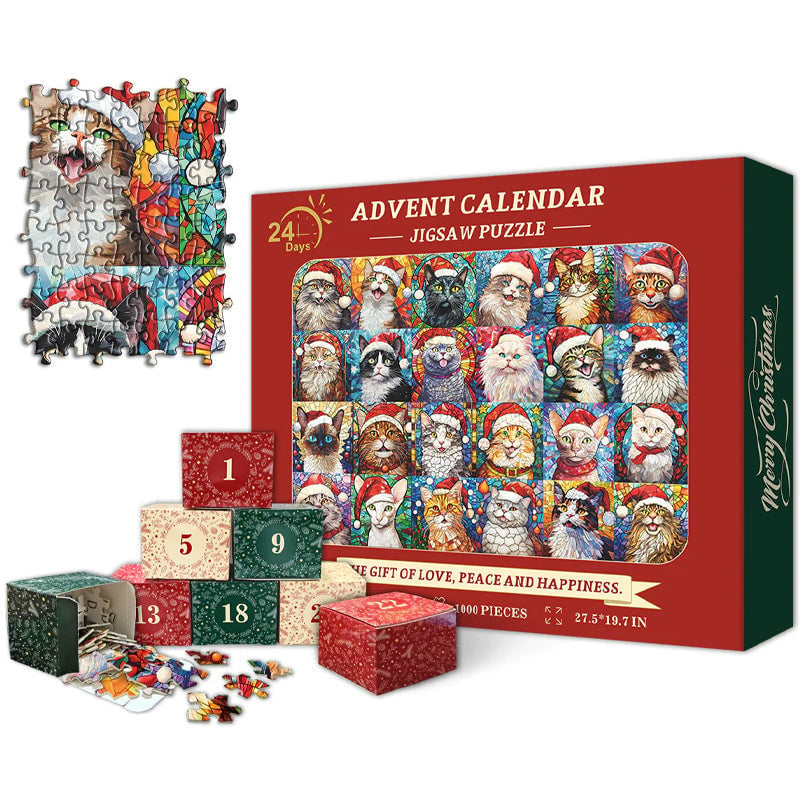 Fijne kerst katten adventskalender puzzel