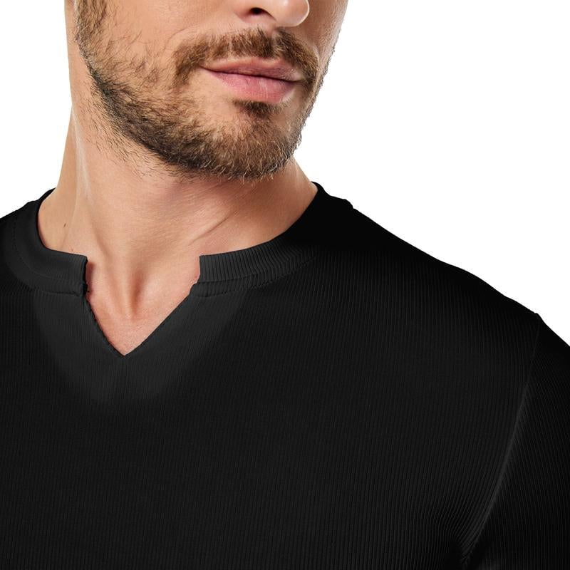 Slim-fit herenshirt met lange lijn en v-hals