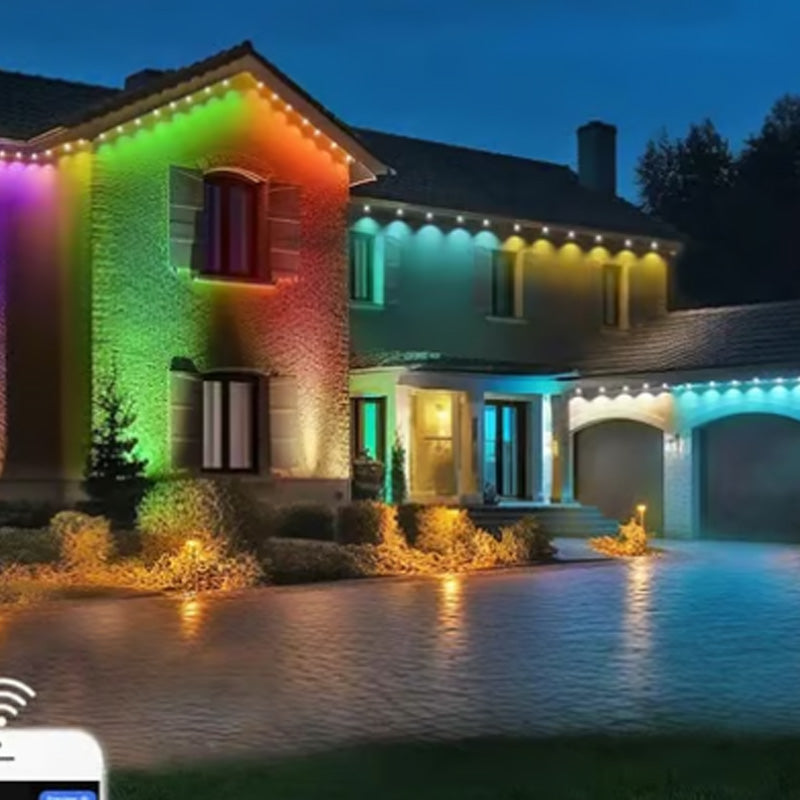 Kleurrijke dakrandverlichting voor buiten