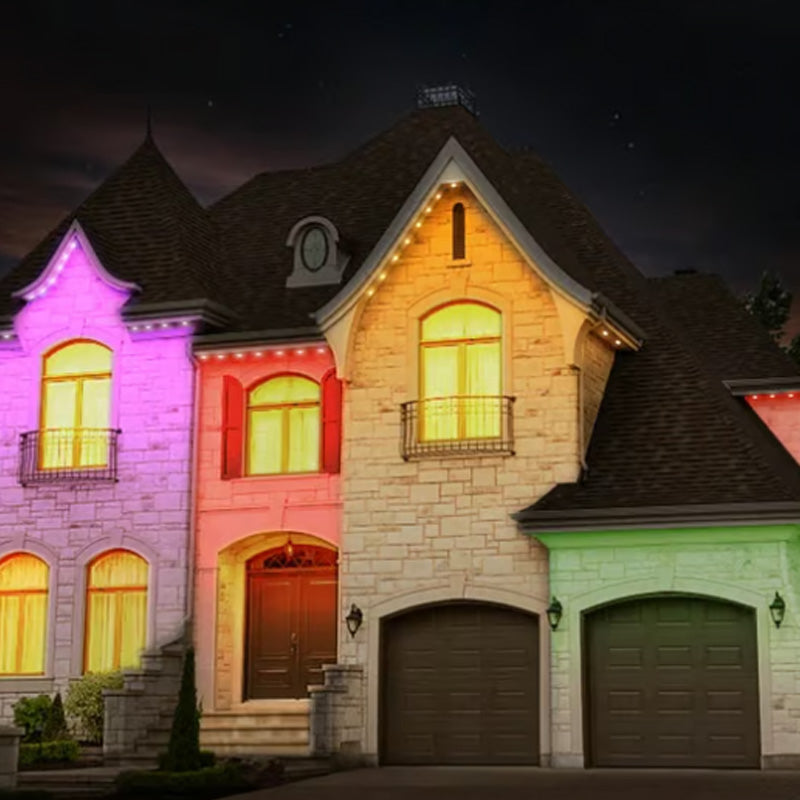 Kleurrijke dakrandverlichting voor buiten