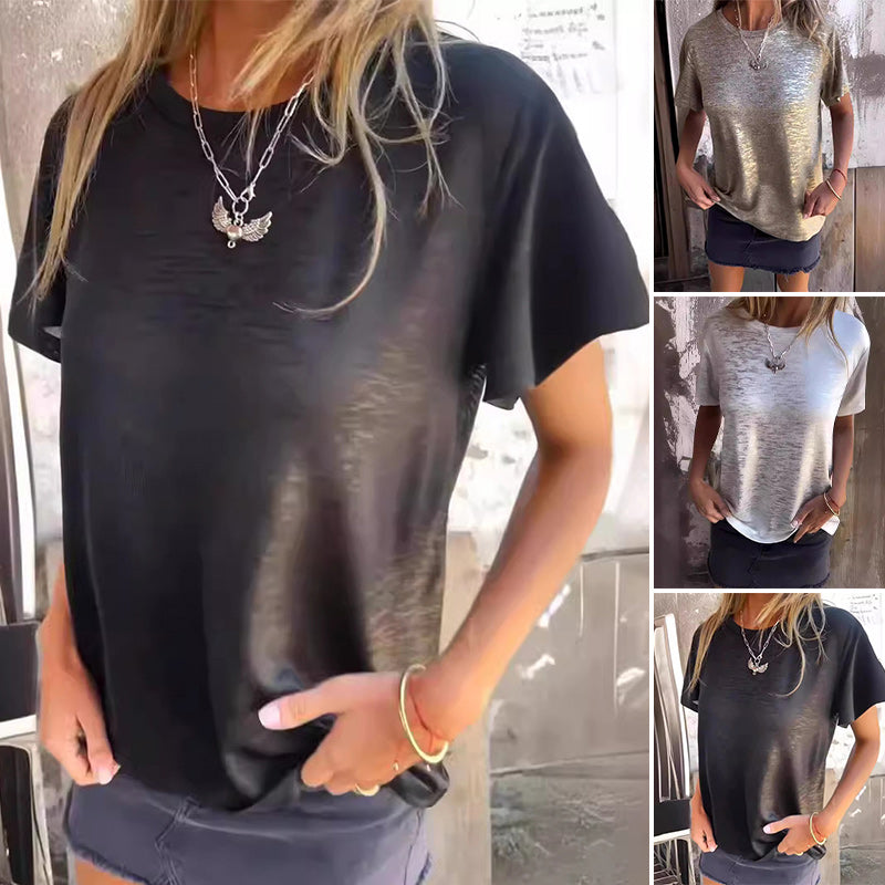 T-shirt met korte mouwen van goudfolie