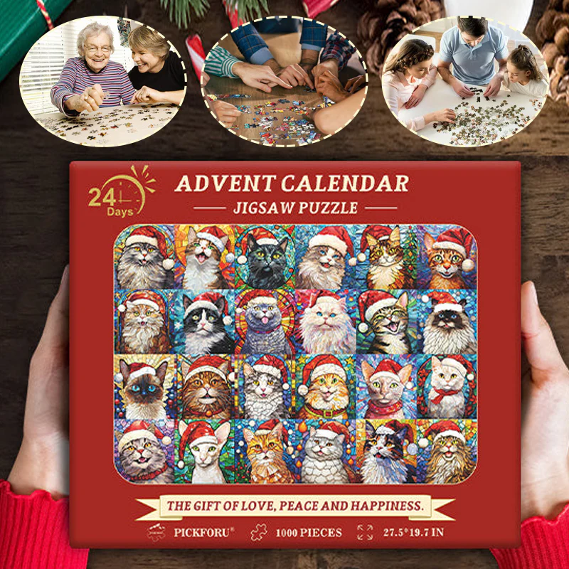 Fijne kerst katten adventskalender puzzel