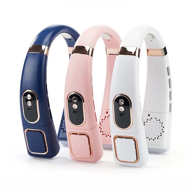 Bladloze hangende nekventilator met digitaal display en licht