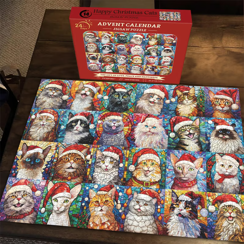 Fijne kerst katten adventskalender puzzel