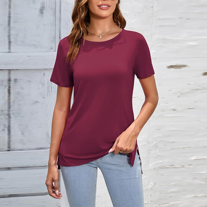 Casual dames-T-shirt met zijsplit
