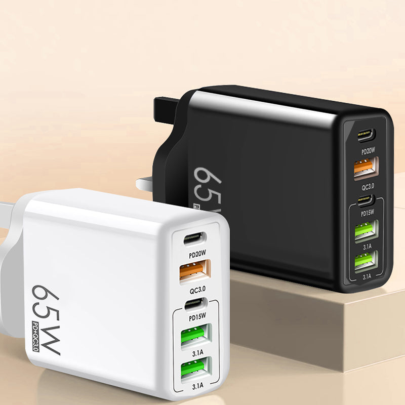 Multiport 65W Snellader Adapter