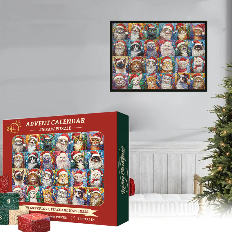 Fijne kerst katten adventskalender puzzel
