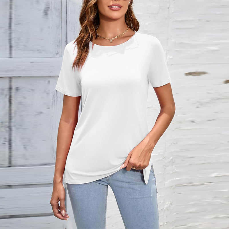 Casual dames-T-shirt met zijsplit