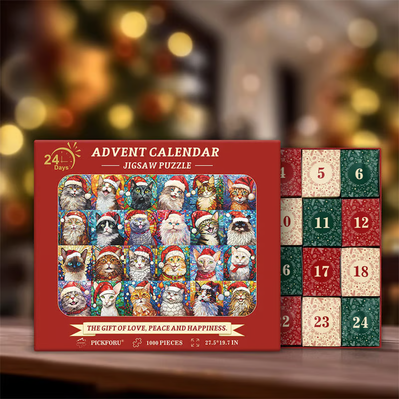 Fijne kerst katten adventskalender puzzel