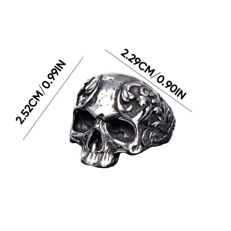 Punk style titanium skull ring