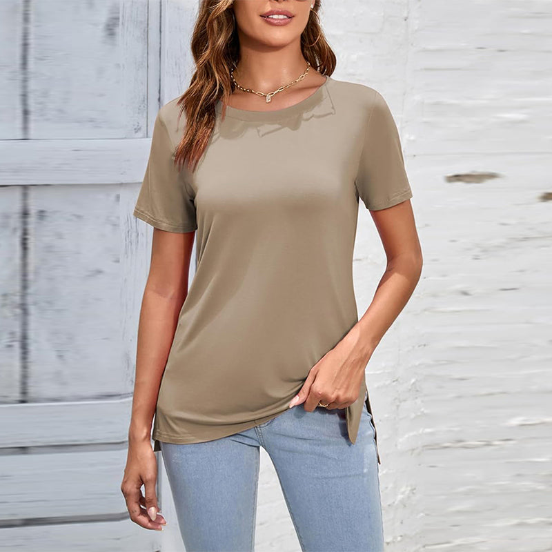 Casual dames-T-shirt met zijsplit