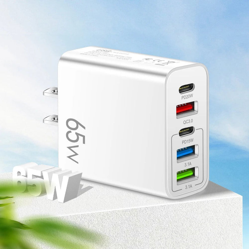 Multiport 65W Snellader Adapter